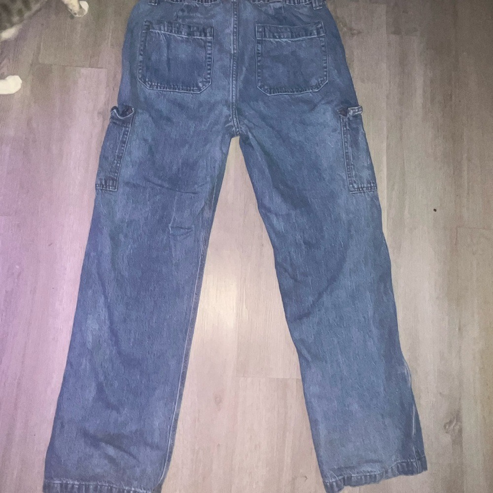 Aeropostale 90s Baggy Cargo Jeans Blue Denim High Waisted Wide Leg Womens Large - Picture 8 of 9
